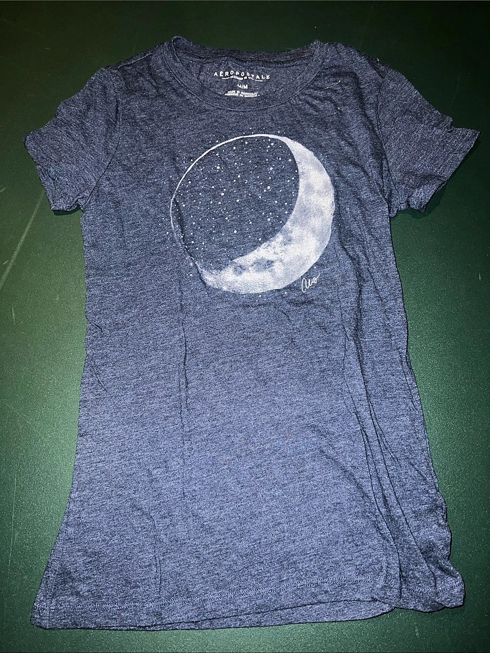Aeropostale Classic Crew Navy Moon Shirt Tee Girls Size Medium